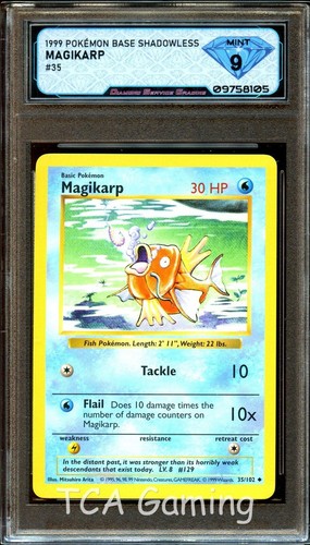 DSG 9 COMO NUEVO Magikarp 35/102 SHADWOLS Base Set Tarjeta Pokemon