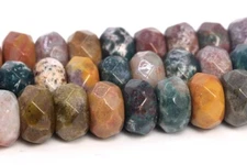 Natural Ocean Jasper Bead Grade AAA Faceted Rondelle Loose Beads 6x4MM 7-8x4-5MM