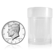 10 Round Half Dollar Coin Storage Tubes Long Term Clear Plastic Screw Caps BCW