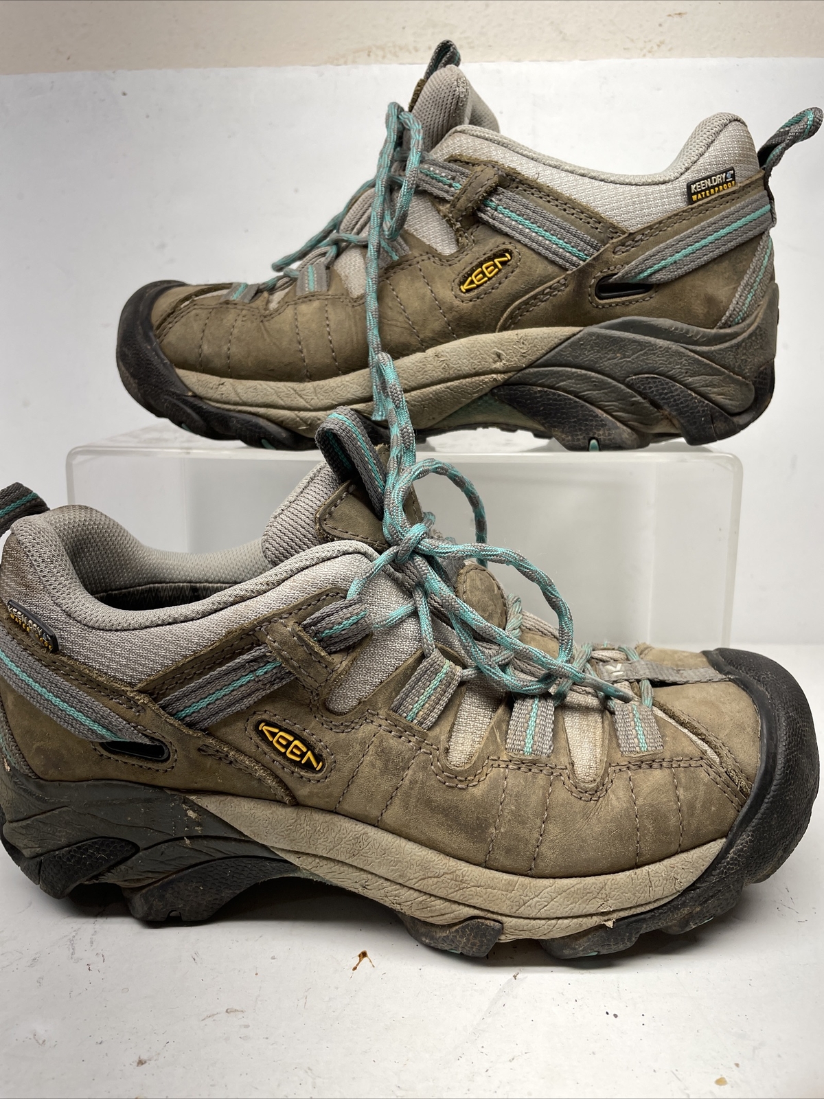 Scarpe da trekking impermeabili Keen Targhee II pelle grigio verde donna taglia 7 5