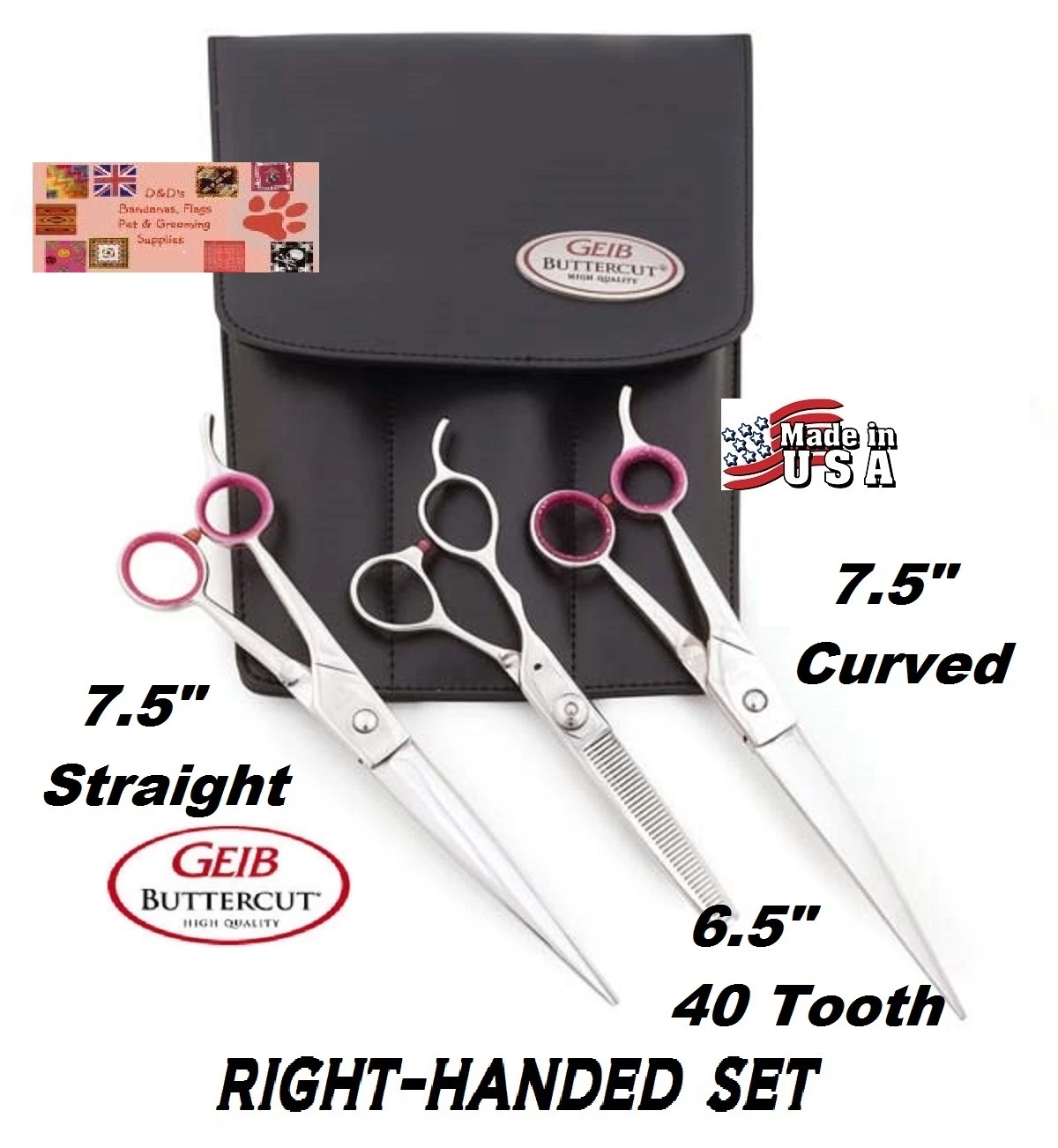 Geib GATOR Buttercut SHEAR Scissor SET-THINNING 7.5"STRAIGHT&CURVED Pet Grooming