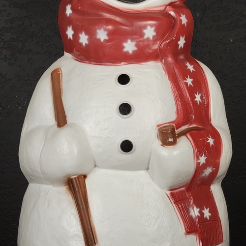 40" Empire Christmas Snowman W/ Pipe, Broom, & Stars Scarf Lighted Blow Mold VTG - Picture 17 of 24