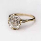 4 CT Asscher Cut Moissanite Engagement Wedding Ring 14K Yellow Gold Plated SZ-7