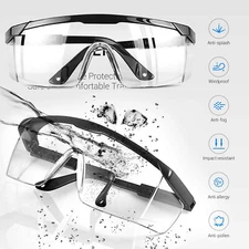 Safety Goggles Over Glasses Lab Work Eye Protective Eyewear Clear Lens Splash 