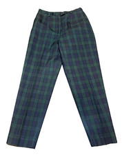 Womens Pendleton Wool Dress Pants Slacks Plaid Green Navy Blue Lined Size 12
