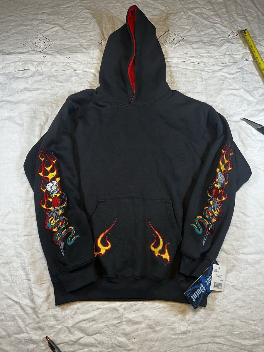 VTG Y2K Silver Point Hoodie Embroidered Flames Grunge Kids VTG Y2K Silver Point Hoodie Embroidered Flames Grunge Kids