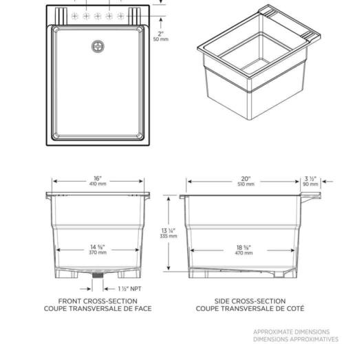 18 In. X 24 In. Recycled Polypropylene Black Laundry Sink 18.75 Gal. Utility Tub - Picture 3 of 7