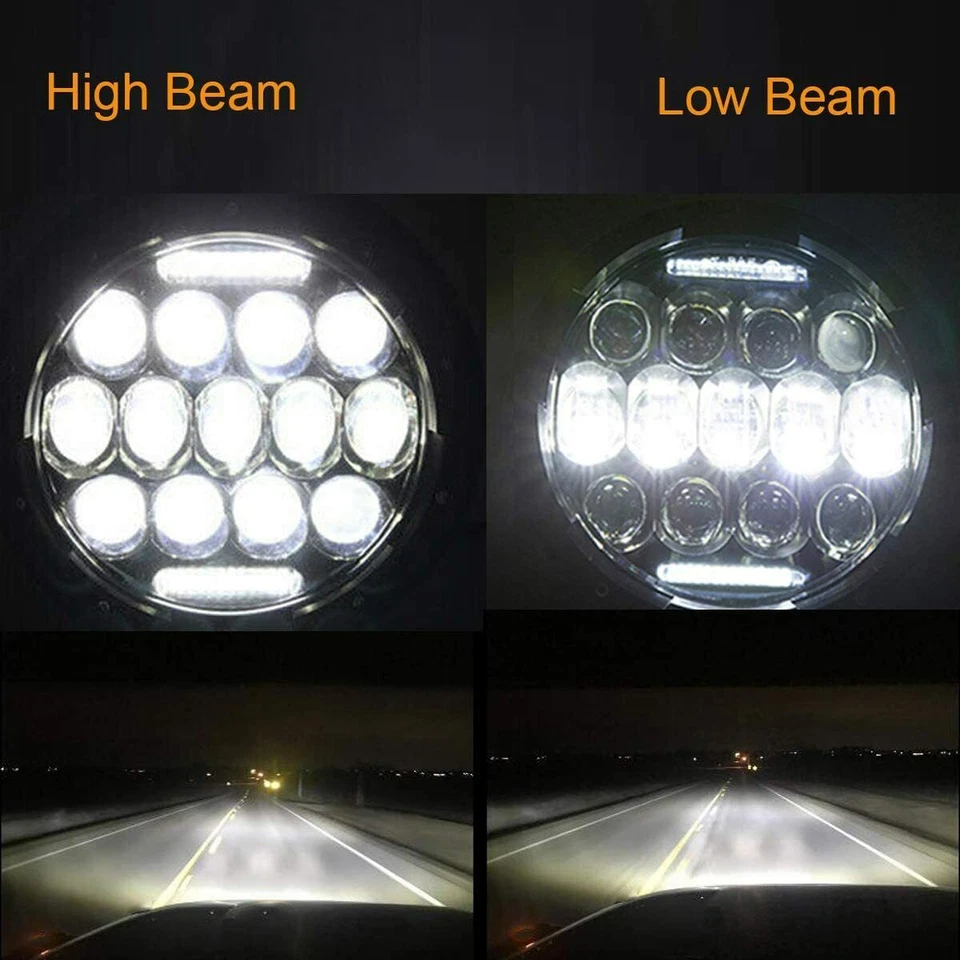 Faro delantero 7"" 13 LED + soporte de canastilla carcasa 150w para Harley Yamaha Honda Foto 3 de 4