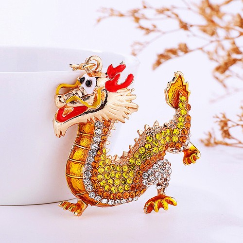 Crystal Rhinestone Auspiciousness Chinese Dragon Keychain Keyring Bag Charm - Bild 14 von 25