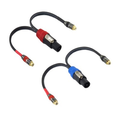 SpeakOn 4Pole To Dual RCA Break Out Splitter Cable Speaker Audio Connector
