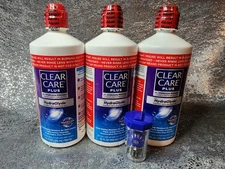 3x Clear Care Plus 3% Hydrogen Peroxide Cleaning Disinfection Solution EXP 10/26