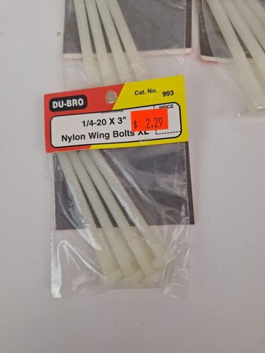 Menge 5: Du-Bro # 993, 1/4-20 x 3" Nylon Flügelschrauben XL (4 pro Paket) Neu aus altem Lagerbestand RC - Bild 2 von 3