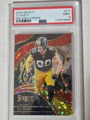 2023 Panini Select - Club Level T.J. Watt #217 Red Disco Prizm /49