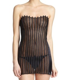 La Perla Graphique Couture M Chemise Thong Set Black Detachable Straps