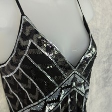 Vtg Y2k EXPRESS Sequins Cami Tank Top Sz XS Dark Feminine Gothic Glam whimsigoth