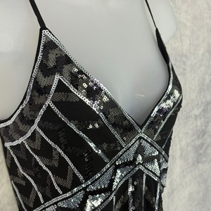 Vtg Y2k EXPRESS Sequins Cami Tank Top Sz XS Dark Feminine Gothic Glam whimsigoth