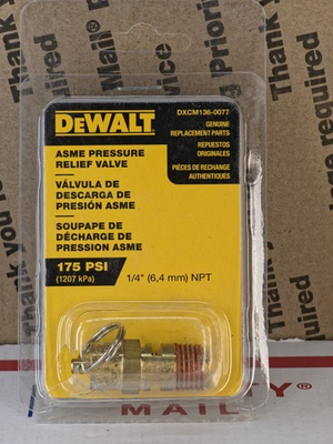 #ad DeWalt ASME 175PSI Pressure Relief Valve DXCM136 0077 1 4quot; NPT $15.99