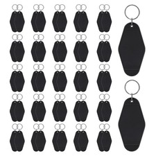 50pcs Sublimation Keychain Blanks Vintage Motel Hotel Keychains, Black