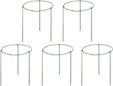 5 Pack Garden Plant Support Rings for Potted Plant, 6" Wide x 11" High, 3 Legs