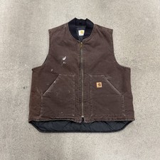 Carhartt Mens DKB Work Vest Brown Insulated Full Zip Canvas Vintage XL