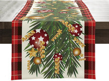 13x72 Inch Black and Red Buffalo Check Christmas Table Runner, Seasonal Winter H