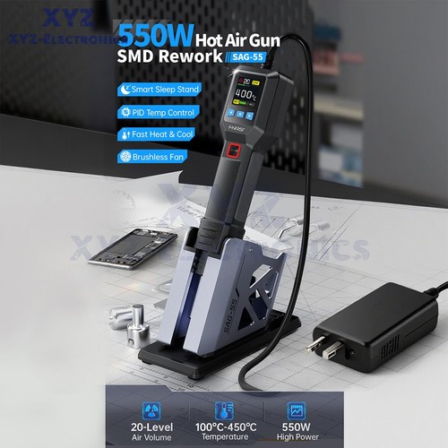 FNIRSI SAG-55 Handheld Portable Smart Hot Air Gun 550W PID Temperature Control - Picture 29 of 34