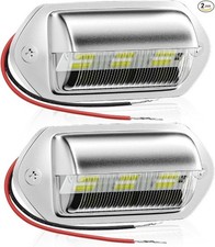 2PCS Chrome Surface Mount LED License Plate Lights, 12V DC Waterp Color: Chome
