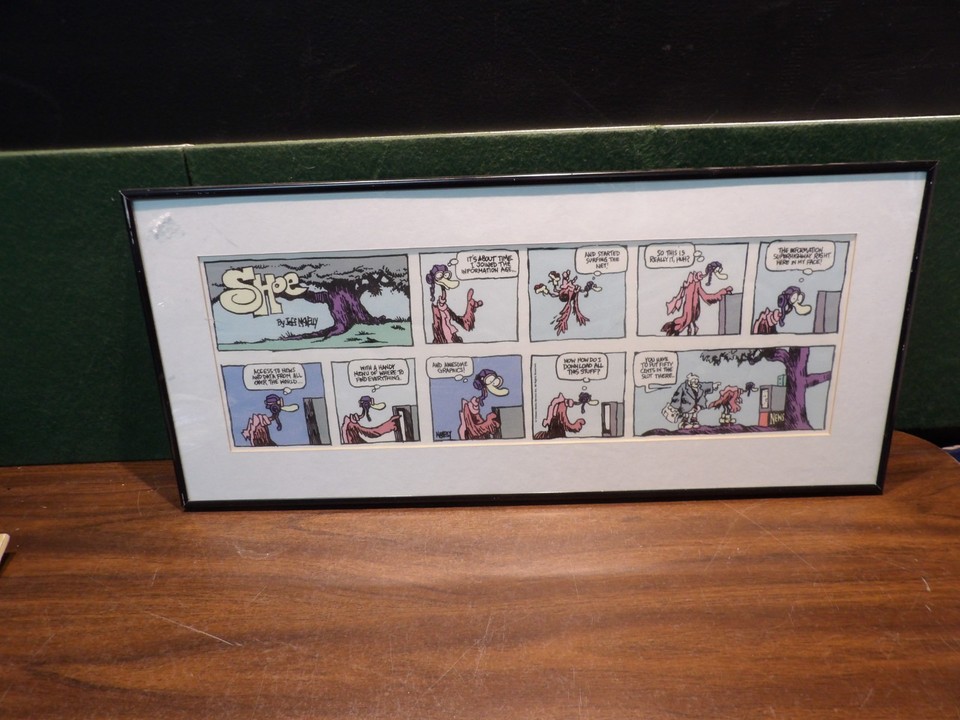 E7608 - Framed artwork comic strip  Shoe  by Jeff MacNelly - 25  x 11  Comic Art