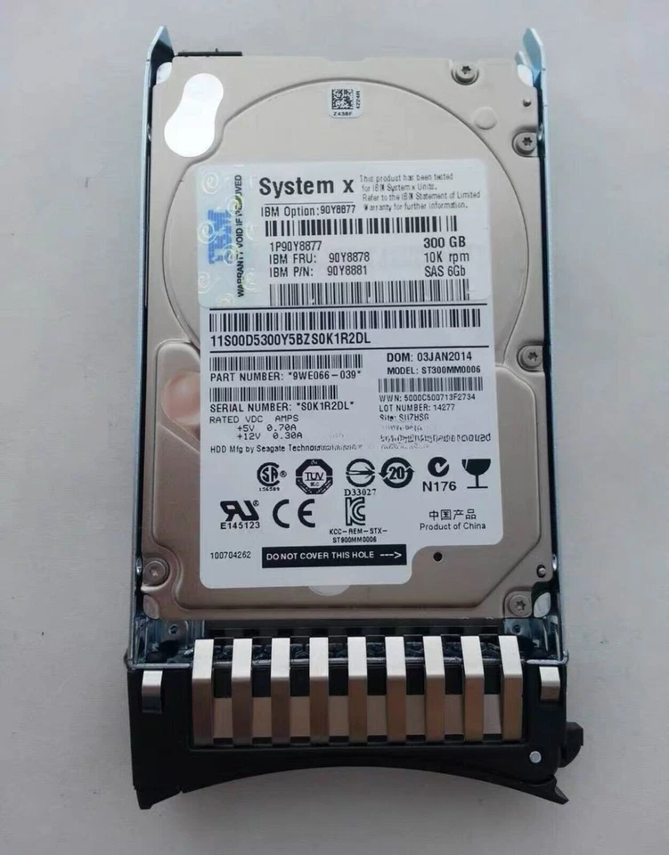 IBM 300GB SYSTEM FRU 90Y8878 90Y8881 90Y8877 10K 2.5" SAS 6Gb HDD HARD DRIVE New - Image 2 of 4