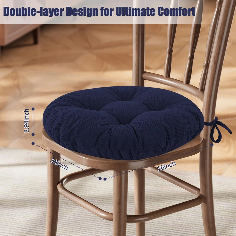 Juego de 2 Cojines de Silla Redondos, Cojín de Asiento de Taburete Redondo 16 Pulgadas, Silla Circular... Foto 2 de 4