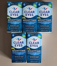 5 x Clear Eyes Nighttime Restoring Eye Drops Relief Dry Eye 0.5 Fl Oz 5/26