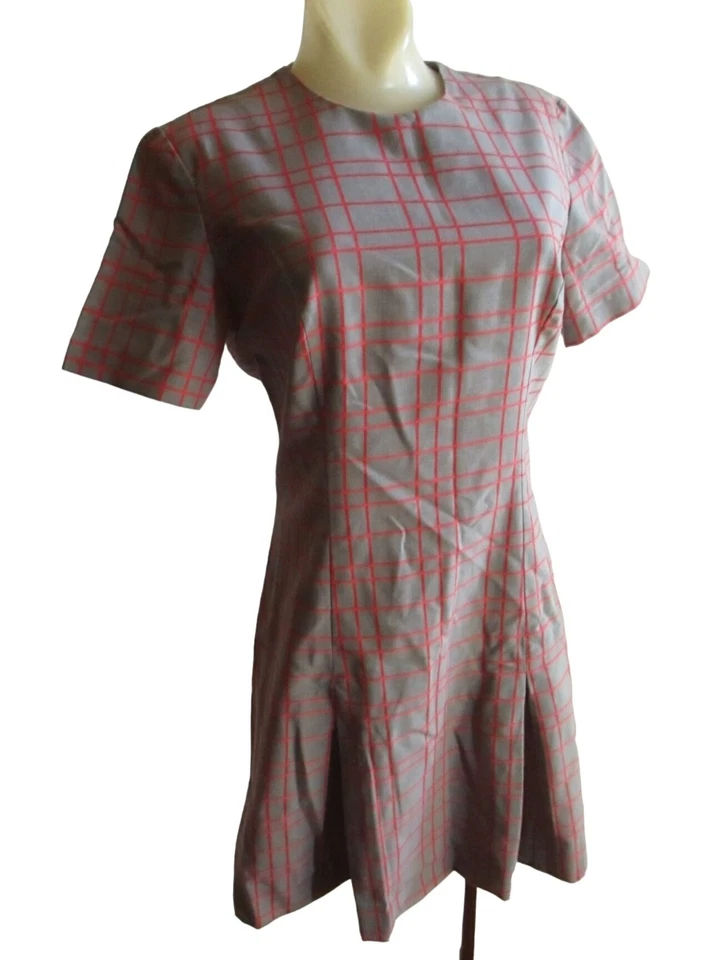 Vestido vintage para mujer 8/10 años 60 Hiphugger Scooter gris/rojo a cuadros Joan Curtis M Foto 2 de 4