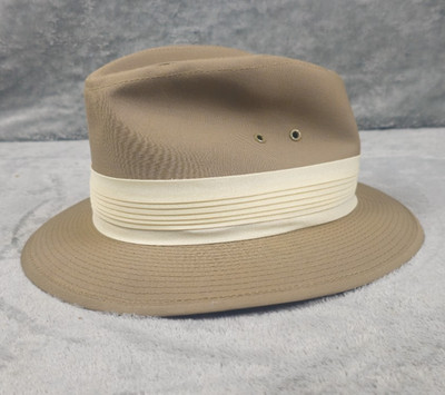 Vintage Stiff Brim Fedora Hat Men s Size M Color: Tan Made in USA Indiana Jones