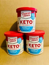 Lot of 3 Duncan Hines Keto Vanilla Frosting – Holiday Baking Treats - Sugar Free