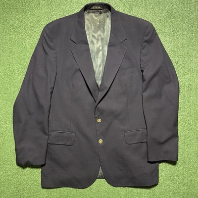 Burberrys Blazer Mens XL Navy Blue Super 100s Wool Gold Button Sport Coat ***