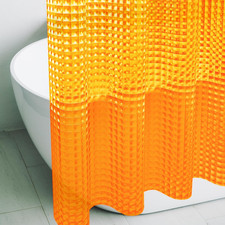 Orange 3D Crystal Plastic Shower Curtain Liner, 72X72 Inch Thin Lightweight Plas