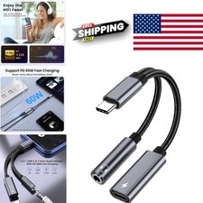 Samsung Galaxy S25 Headphone Adapter USB C to 3.5mm Jack Fast Charging Gray