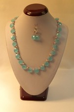 Natural Chalcedony Faceted Round Briolette Gemstone Necklace 18 -20 inches