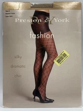 Dillards Preston & York Sheer Control Pantyhose Size 2 Medium Nude Diamond Net