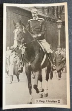 art postcard King Christian X RPPC Denmark on horse