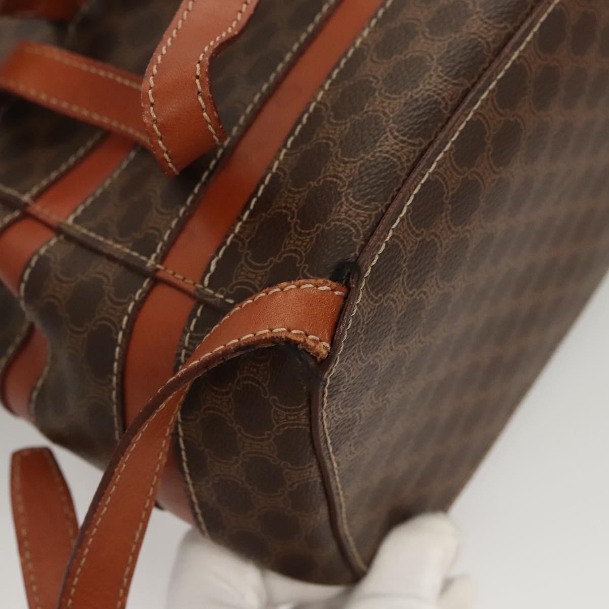 Celine Vintage Drawstring Flap Backpack Macadam C… - image 9