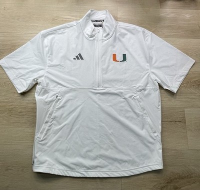 Men's adidas Miami Hurricanes 24 Coaches Sideline Half-Zip Short