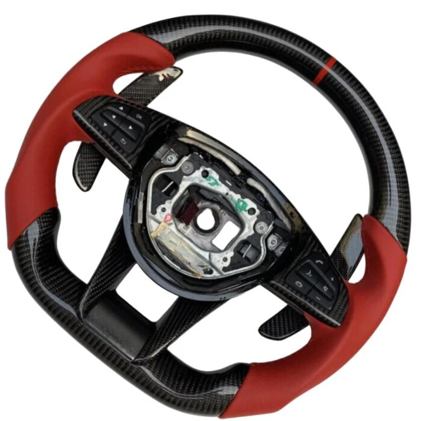Volante de fibra de carbono vermelho para Mercedes-Benz AMG GT SL63 SL65 A45 W205 W176 - Imagem 2 de 4