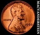 1954 Lincoln Wheat Cent - Red Choice Gem BU  Semi-key  No Reserve  #J8472
