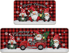 Merry Christmas Gnome Kitchen Rugs Set of 2