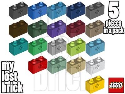 LEGO - Teil 32064 - Technic Steine 1x2 Achsloch (5er Pack) + NEU + FARBE WÄHLBAR