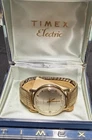 Vintage 1960s Timex Electric Men's Gold Tone Watch - Original Acrylic Box NWP