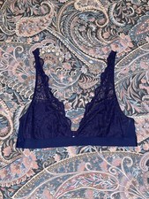 Victoria s Secret PINK VS Lace Plunge Bralette Navy Blue Size Medium