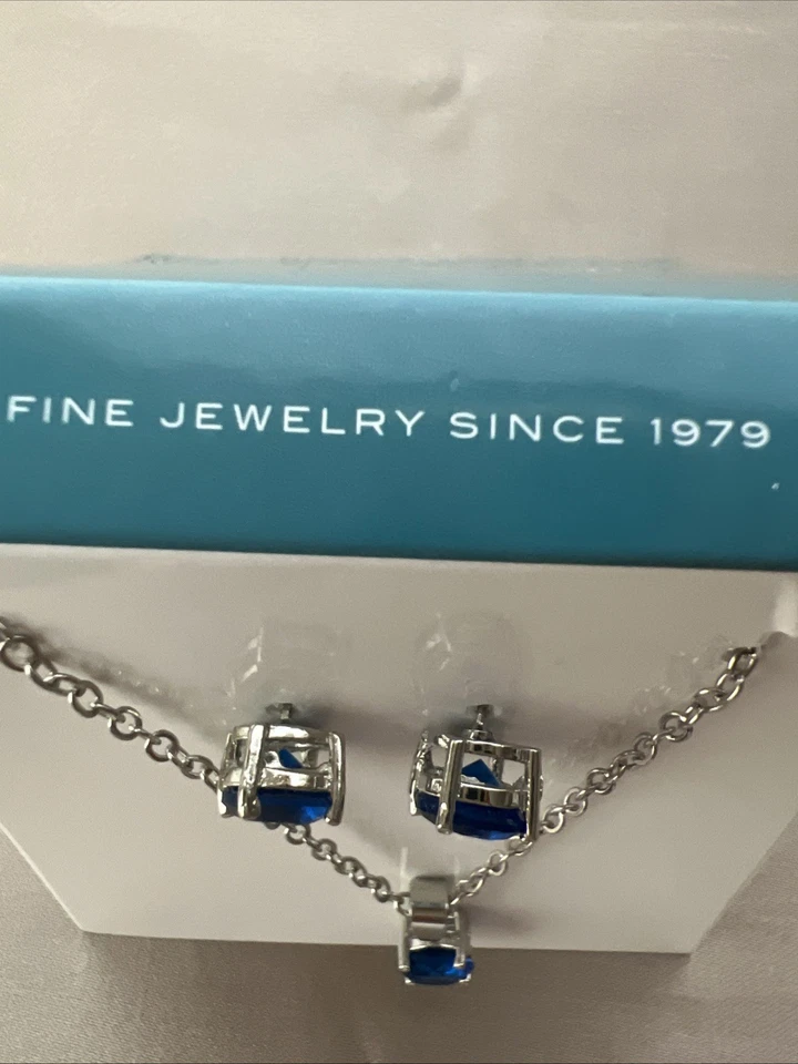 Effy Fine Jewelry Royal Blue Stone And Silver Necklace W/ Matching Earrings Set - Image 2 of 4