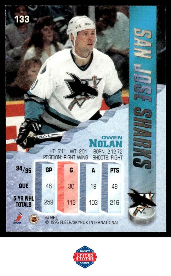 1995-96 Metal #133 Owen Nolan - Image 2 of 2